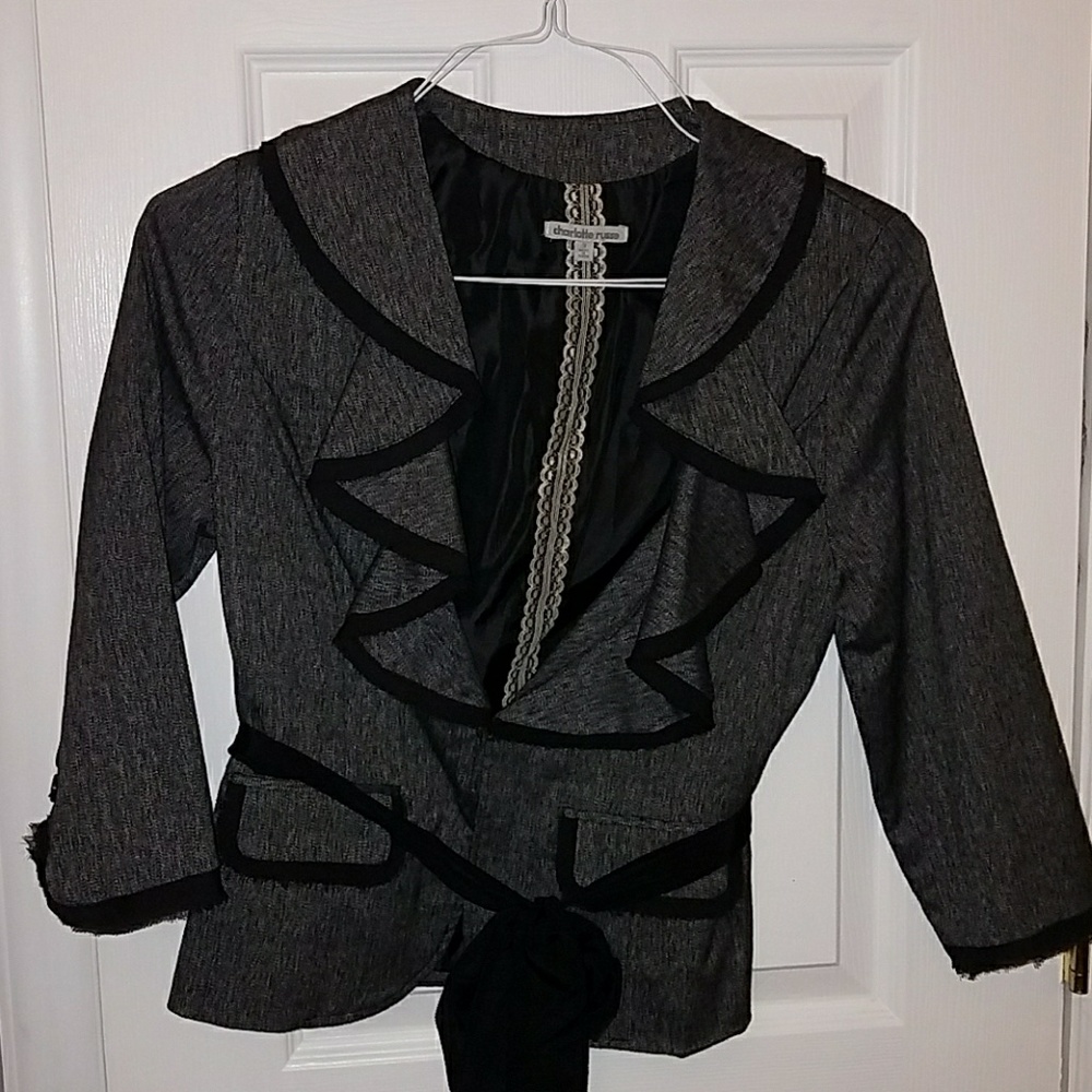 Charlotte Russe S gray black quarter sleeve jacket